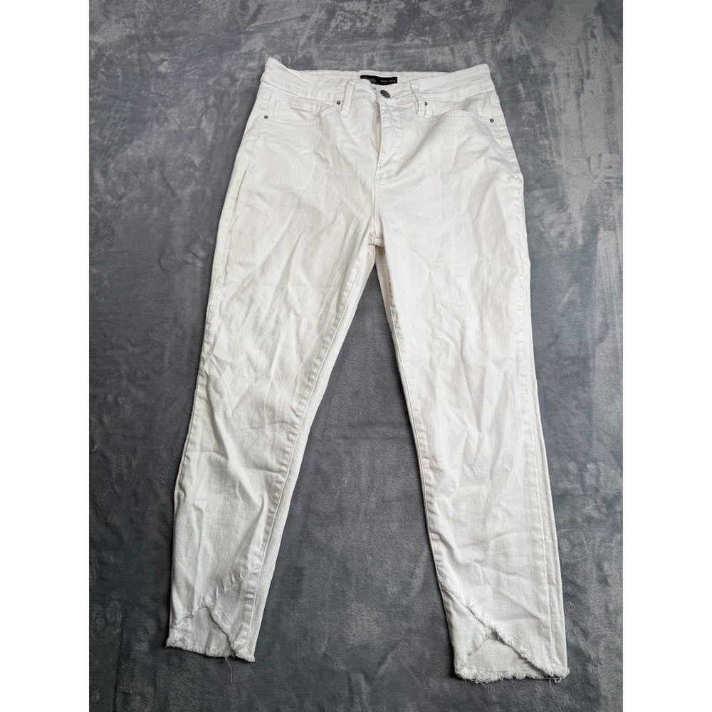 Royalty For Me Ankle Jeans Womens 14 White Vintage Stretch High Rise Raw Hem
